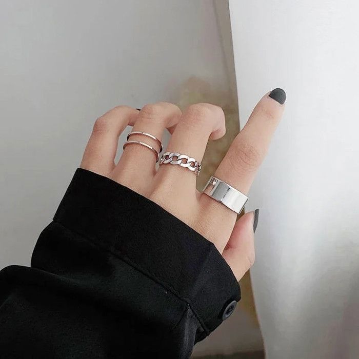 Ensemble De 12 Bagues Y2K Punk Gothique - Style Vintage & Réglable | Pour Femme, Look Grunge & Pierres De Lune - 12