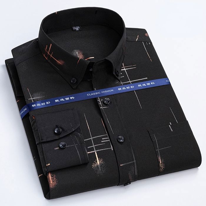 Chemise Slim Fit pour Homme,Sans Repassage,AntiRides,Imprimé Décontracté,Plaid Fin,Dernière