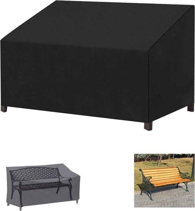 Housse De Banc De Jardin étanche Et Anti-UV - Protection 600D Oxford Pour Canapé 2 Places (134x66x63/89cm) - Idéal Extérieur Housse Mobilier Jardin Noir