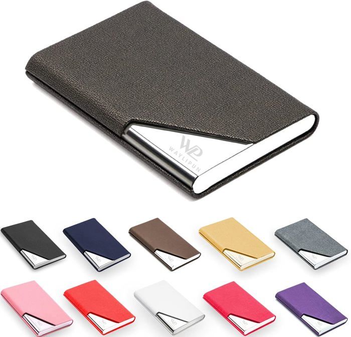 Porta Biglietti Da Visita In Pelle PU - Custodia Elegante Per Uomo E Donna, Blu - Foto 9