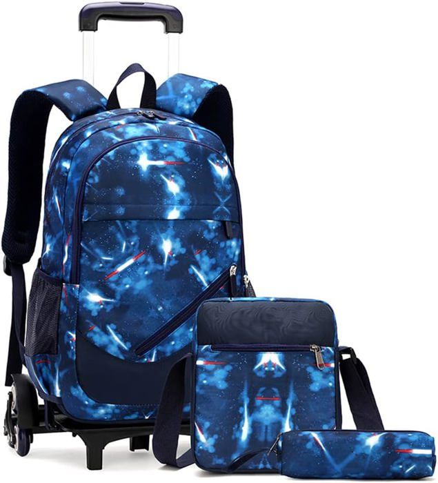 Chariot à Roulettes Pliable 6 Roues Pour Sac à Dos D'école - Réglable En Hauteur (43-90 Cm) - Idéal Enfants, Voyages, Escaliers