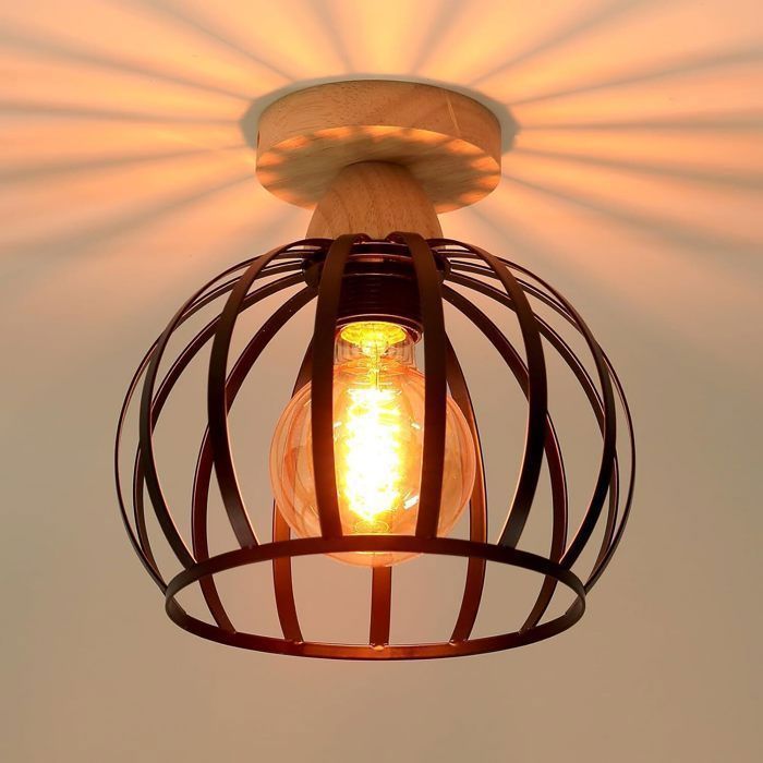 Plafonnier Industriel Rétro En Métal - Lustre Suspension DIY 360° Réglable - 32cm - Doré