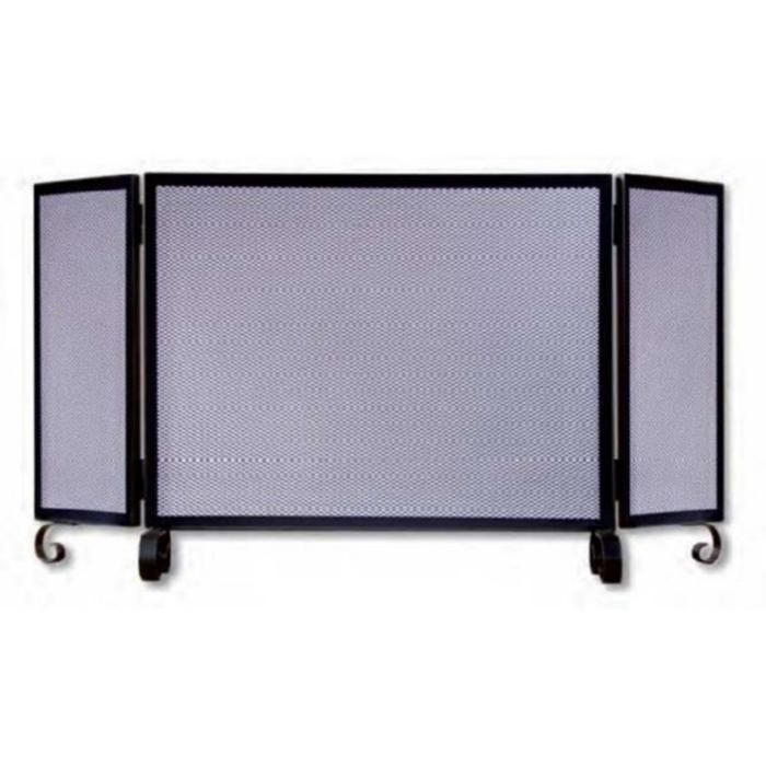 Grille Protection Cheminée 3 Panneaux Pliable - Pare-Feu Acier 96x58cm - OXEO