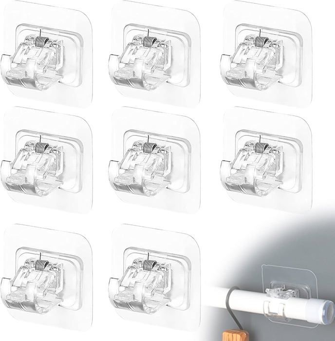8 Pièces Supports pour Tringles à Rideaux Auto-AdhéSifs Support Tringle Rideaux sans Percage Crochet Rideau Adhesifs pour Rideaux