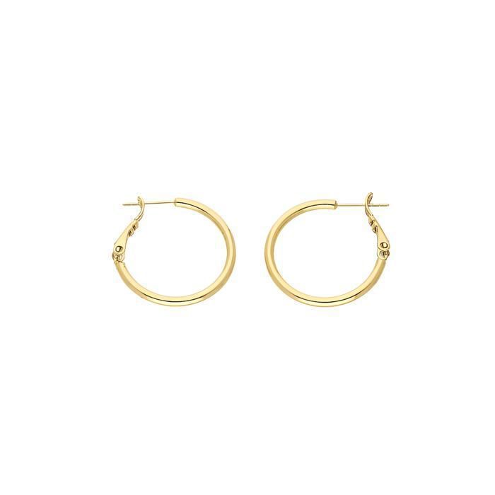 Boucles dOreilles - Femme - Créoles - 25 mm - Jonc - Lisse - Plaqué Or Jaune 750/1000 - 3 Microns