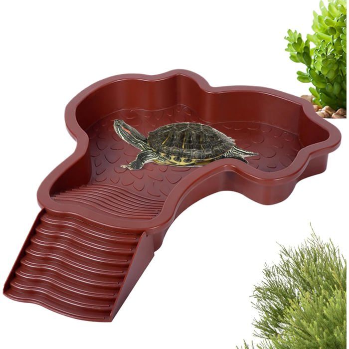 Piscine/bassin Pour Tortue Terrestre Avec Rampe - 35x28,5x4,3 Cm - Abreuvoir Et Mangeoire