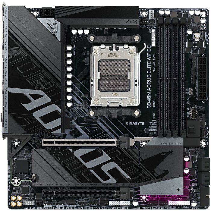 GIGABYTE B840M AORUS ELITE WIFI6E Carte Mère – Processeurs AMD Ryzen 9000 10+2+2 phases VRM jusqu'à 8200 MHz DDR5 O.C. 2 x .2 PCIe 4.0 Wi Fi 6E LAN 2.5 GbE USB 3.2 Gen 2 Neuf - vue 7