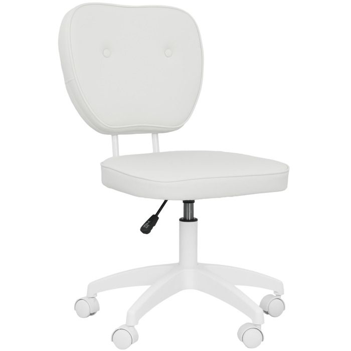 Chaise de bureau - Vinsetto - sans accoudoirs - hauteur réglable - pivotant 360° - polyuréthane - 46 x 59 x 82-92 cm - blanc