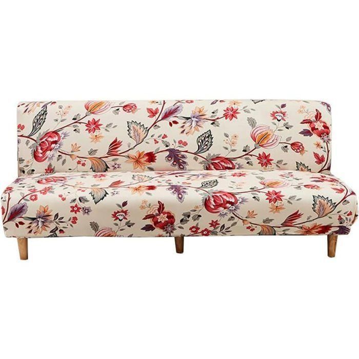 Housse 3 Places Housse de canapé sans accoudoirs Extensible Housse canapé sans Bras Housse de canapé-lit Pliante