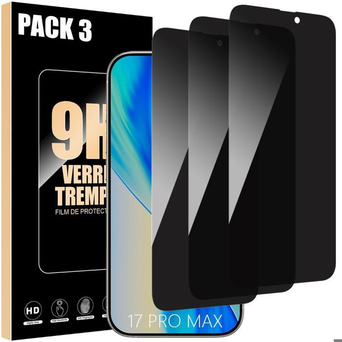 Kit Protection écran Mat IPhone 17 Pro Max – 2 Verres Trempés 9H + 2 Films Caméra, Anti-reflet Et Anti-traces