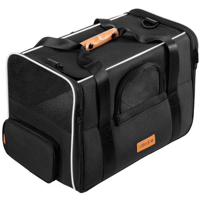 Meilleurs prix pour CADOCA® Sac de transport pour chat chien max. 20kg Anthracite pliable avec bandoulière caisse de transport chat avec gamelle