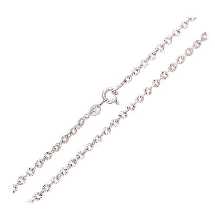 Chaîne de Cou - Femme - Maille Jaseron - Ciselée - 45 cm - 2 mm - Argent 925/1000 - Rhodié