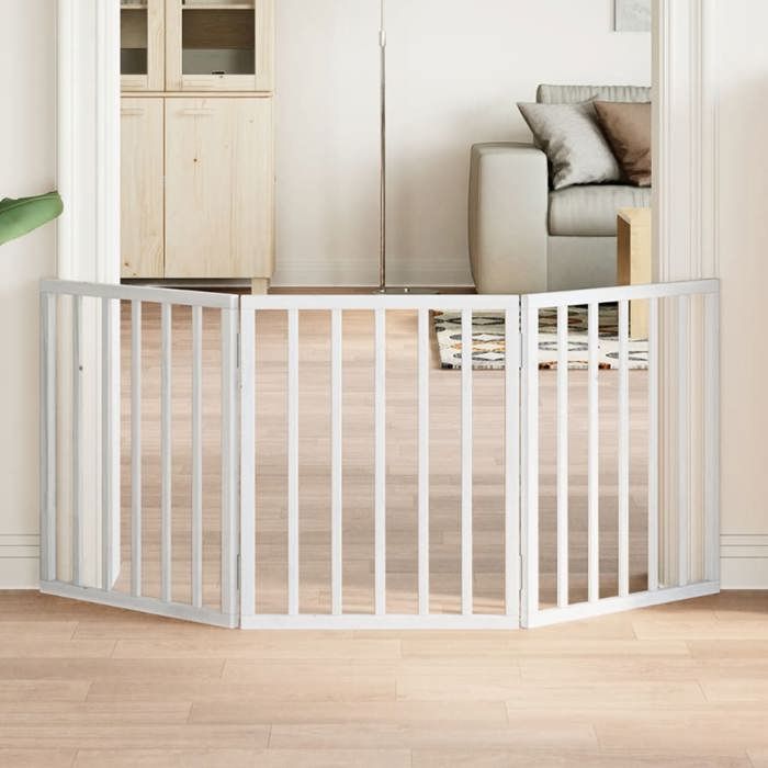 Meilleurs prix pour Barrière pour chien pliable 3 panneaux 150 cm bois de peuplier-Mothinessto8268