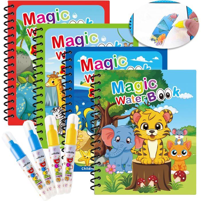 4 Livre Magique Eau Coloriage à l'eau Motifs Variés Chacun 4 Pages Apparaissant à l'eaux 4 Pinceau Conviennent Livre de Coloriage Magique à l Eau Fait Cadeau pour Noël et Autres Fêtes 4 Livre Magique Eau Coloriage à l'eau Motifs Variés Chacun 4 Pages Apparaissant à l'eaux 4 Pinceau Conviennent Livre de Coloriage Magique à l Eau Fait Cadeau pour Noël et Autres Fêtes