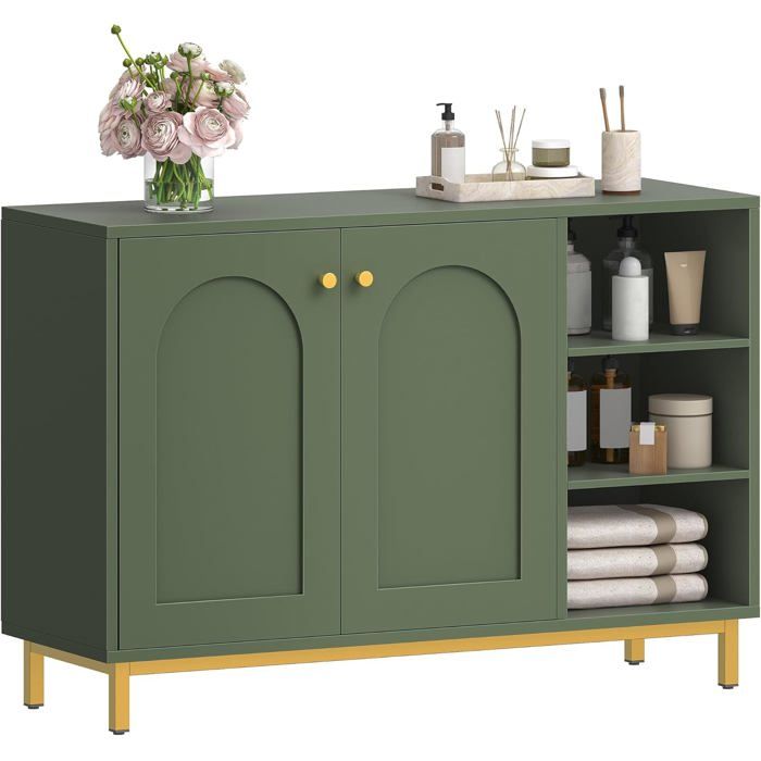Meuble de Salle de Bain Meuble de Rangement Armoire Salle de Bain Compartiment Ouvert Meuble Bas Rangement Vert Forêt
