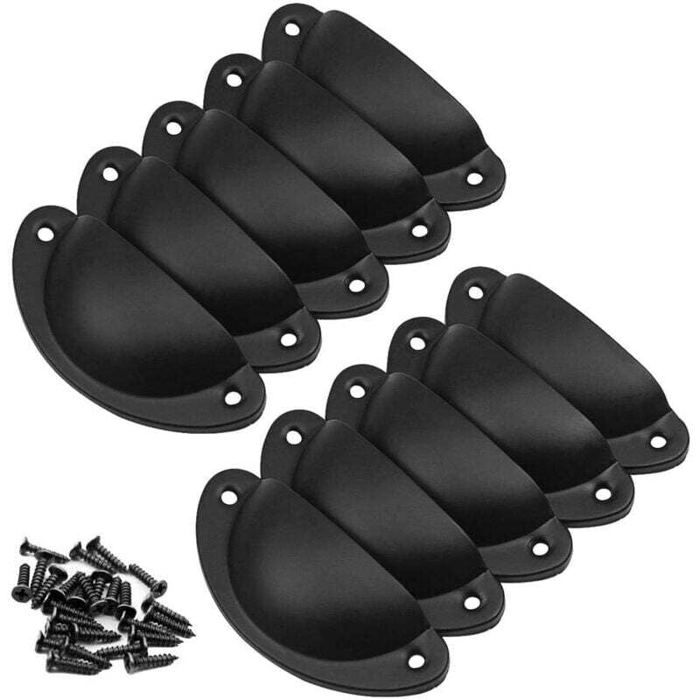 Poignée de meuble - PZCC - Poignée demi-lune Shell Pull - Bronze/Noir - Lot de 20 - Entraxe 65 mm