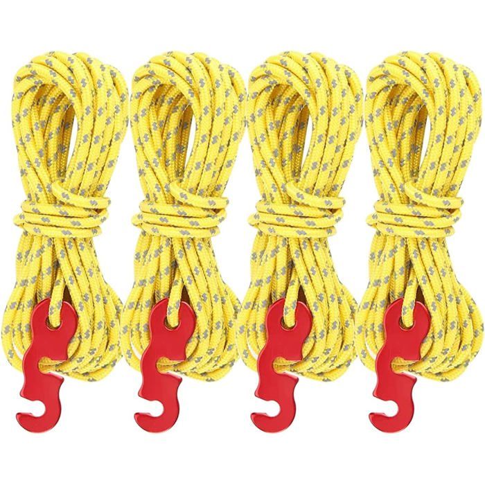 Lot de 4 tendeurs réfléchissants avec tendeur de corde 4 m diamètre : 3 mm résistant aux déchirures pour voile dombrage