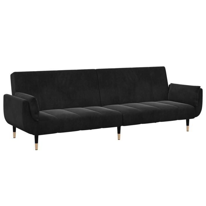 Sofa lit 2 en 1 JILI Canapé-lit - 2 places - avec repose-pied - noir velours - 220x84.5x69 cm SS116