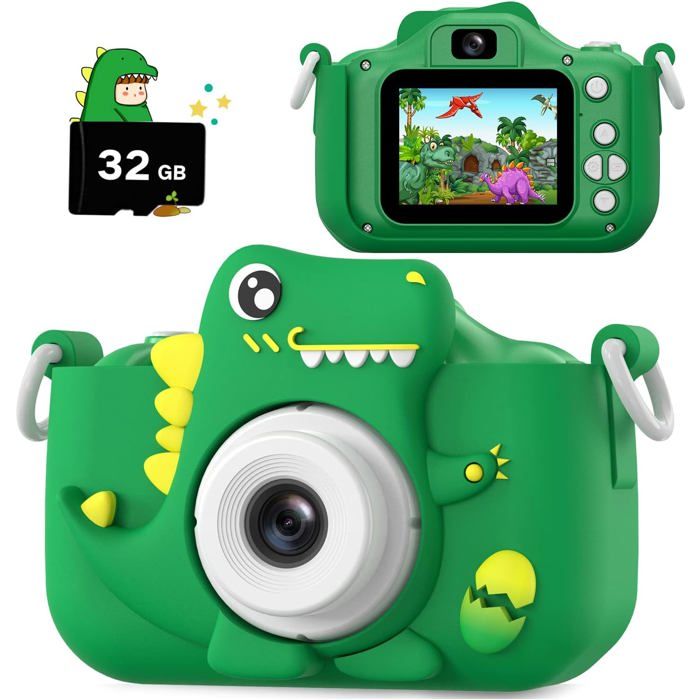 Appareil Photo Dinosaure Pour Enfants 3-12 Ans : Caméra 1080P HD, Selfie, Jeux Et Musique