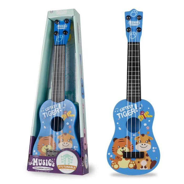 42cm Guitare Enfant Guitares et Instruments à Cordes pour Enfants Guitare ukulélé pour Enfants avec 4 Cordes Ajustables (Bleu)