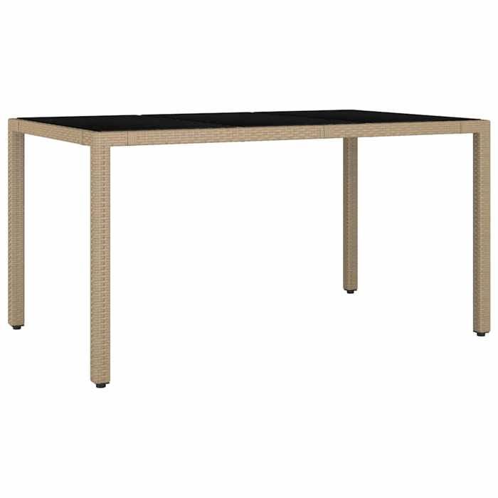 STAR SALE® Table de jardin( 1 pc ) - Table cuisine - plateau en verre Résine tressée verre trempé 150x90x75 cm T35