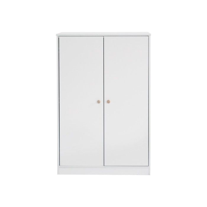 Armoire 2 portes blanche MDF 80x50x120cm pour chambre enfant ou salon avec penderie rangement pratique et design moderne