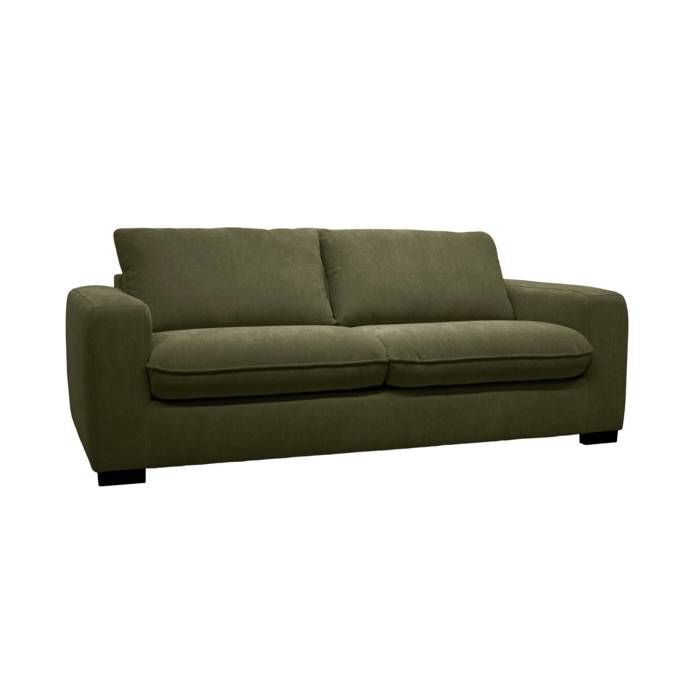 Canapé lit convertible 3 places tissu chenille kaki avec matelas 10cm - Fabriqué en France - Nido Canapé lit convertible 3 places tissu chenille kaki avec matelas 10cm - Fabriqué en France - Nido