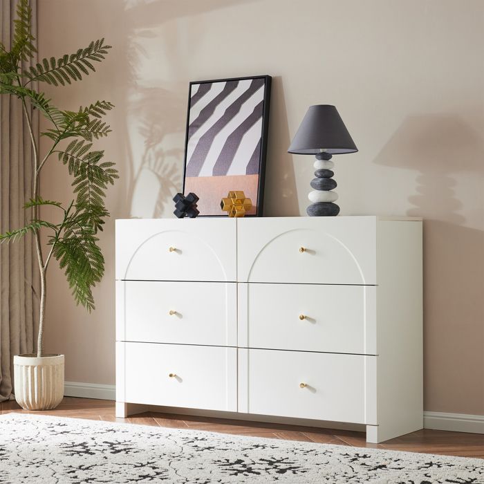 Commode - MINIMAL - N657P192407W - 6 tiroirs - Blanc - Anti-basculement