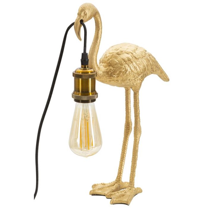 Petite Lampe de Table Flamingo en Résine Dorée - Réf. VK8681847483205