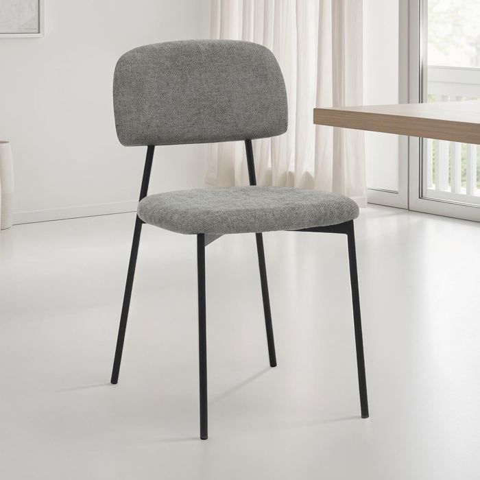 Lot de 4 Chaises de Salle à Manger Toledo en Tissu Gris Clair Assise et Dossier Rembourrés Confortables Chaises Cuisine Design Lot de 4 Chaises de Salle à Manger Toledo en Tissu Gris Clair Assise et Dossier Rembourrés Confortables Chaises Cuisine Design