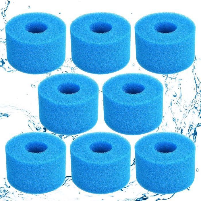 Lot de 8 Cartouches Filtre Mousse Type S1 Bleu - Éponge filtrante réutilisable et lavable pour piscine spa aquarium