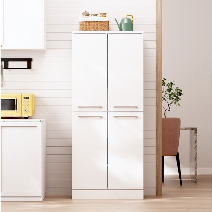 WOVREO Colonne de cuisine 4 portes blanc brillant 76 x 42 x 179 5 cm étagères réglables en MDF