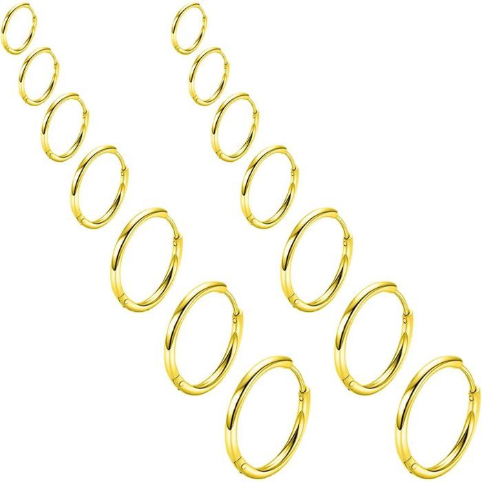 7 Paires Boucles DOreilles CréolesAcier Inoxydable Boucles D’Oreilles Anneau HommeFemme Boucles D Oreilles OrBoucle D’Or[PP57]