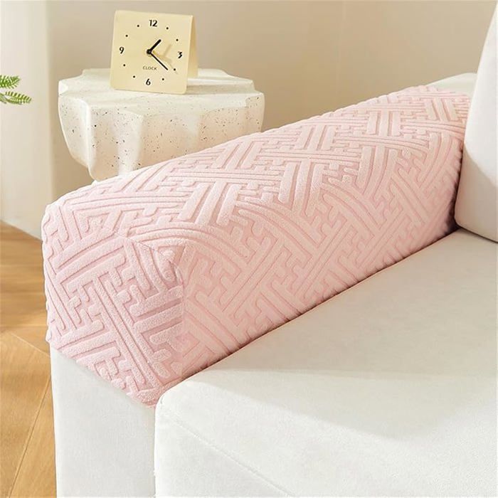 Lot de 2 housses daccoudoir élastiques anti-dérapantes rose pour canapé fauteuil inclinable protège-accoudoir HOUSSE DE FAUTEUIL