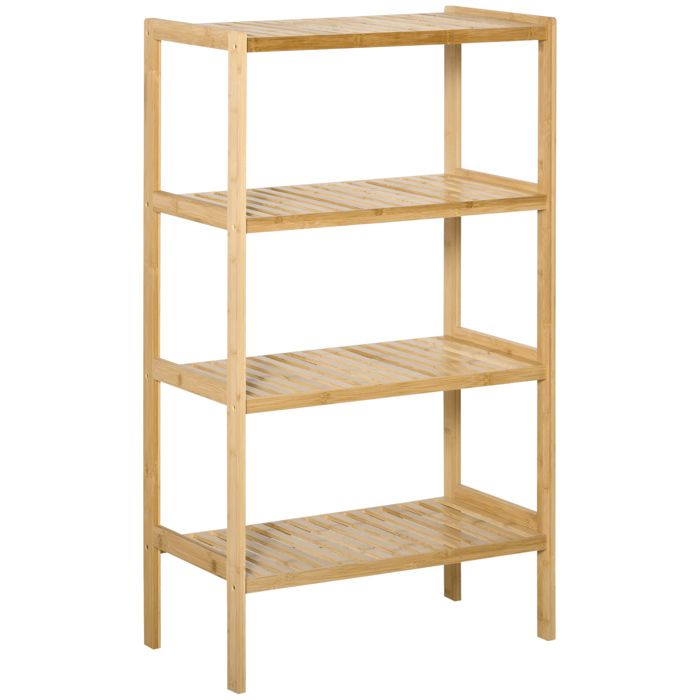 Étagère sur pied en bambou - 4 niveaux - 62 x 33 x 112 cm - Bois naturel - Bambou naturel - Charge max. 40 kg