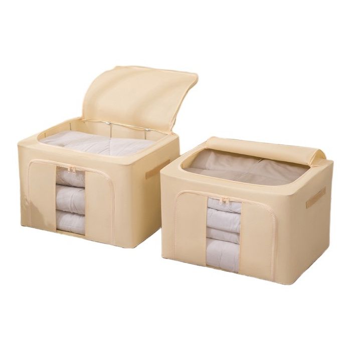 Boite Rangement avec Cadre Métal et Fermeture Éclair - Boite de Rangement Empilable 2x66L pour Couette Draps