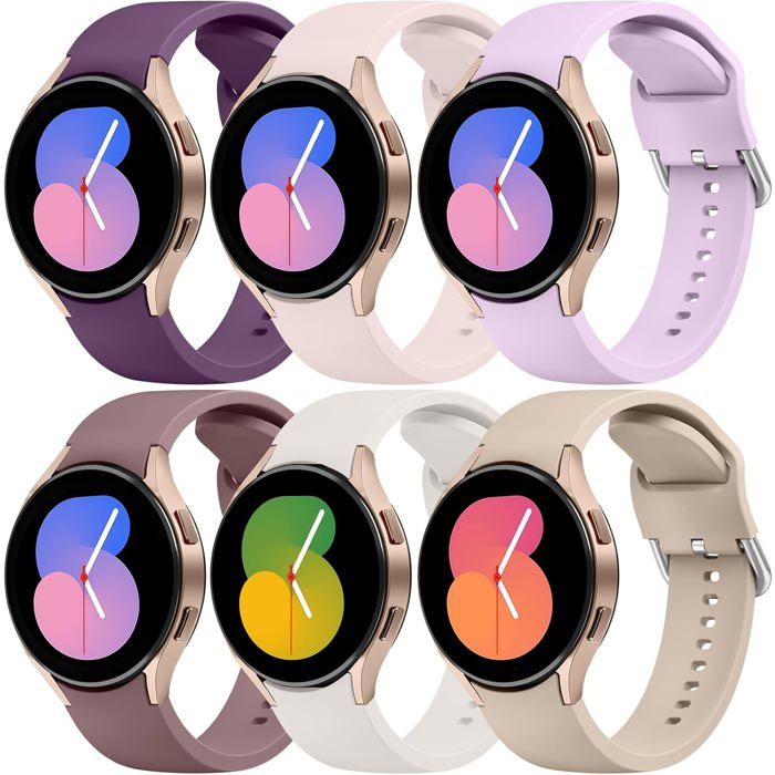 Lot 6 Bracelets Silicone Samsung Galaxy Watch 4/5/6/7 40/44/45/46/47mm Bracelet Sport Remplacement Femme Homme