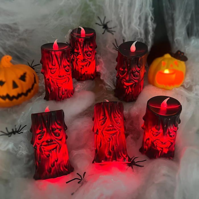 Bougies LED Crâne Halloween Noir 6 Pièces