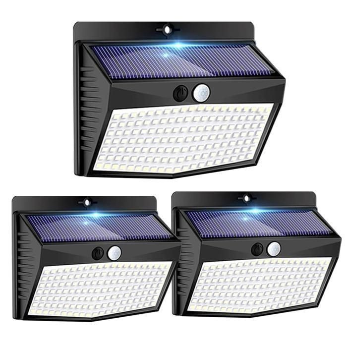 Lampe solaire dextérieur étanche - LEESHEN - Détecteur de mouvement PIR - Lot de 3 - 3 modes - LED - IP65 - Sans fil
