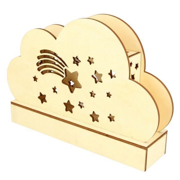 Décoration Comète En Bois Avec éclairage Bertoni - 13x5x30 Cm, 3.5V, Pour Noël Ou Paysage