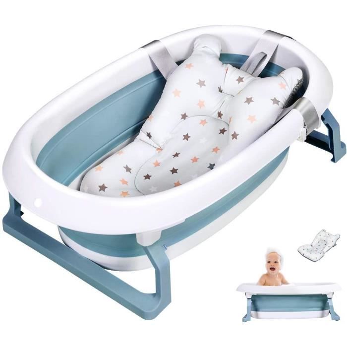 Costway Baignoire Bebe Pliable Bleu En Pp Avec Coussin Suspension Bouchon De Drainage Bouchon D Eau Et Support Pour Pomme De Douche Cdiscount Puericulture Eveil Bebe