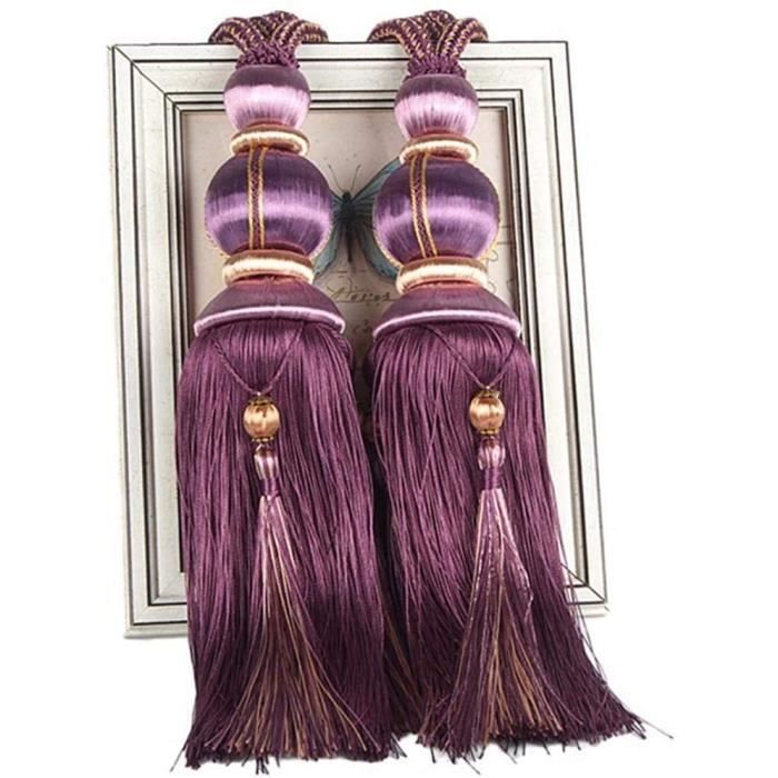 LOT DE 2 anciennes embrases rideaux Belle passementerie tons or vert et