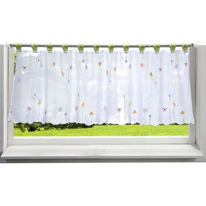 Rideau Brise Bise Joyswahl Rideau Brise-Bise Hibou 40x60cm | Polyester Transparent | Frange Pompon | Passe Tringle | Déco Cuisine/Chambre Décoration Chambre Salon