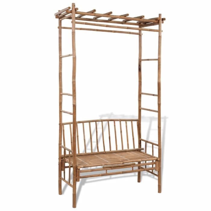 Banc De Jardin Avec Pergola 130 Cm Bambou Achat Vente Agenouilloir Jardinage Banc De Jardin Avec Pergola Cdiscount
