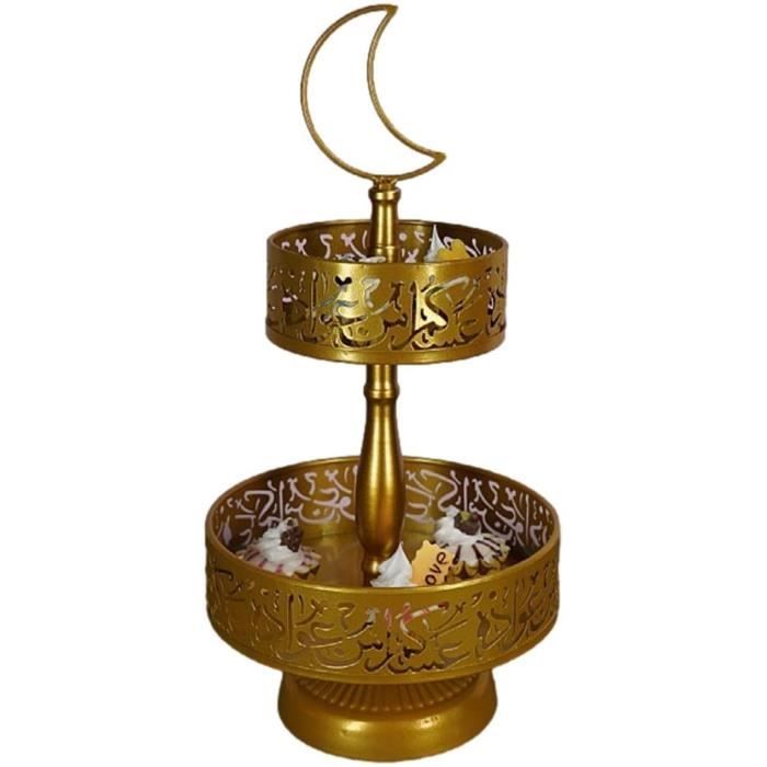 Plateau Bois Eid Mubarak NOPKESV - Dessert Plateau Motif Lune étoiles Fêtes Musulmanes