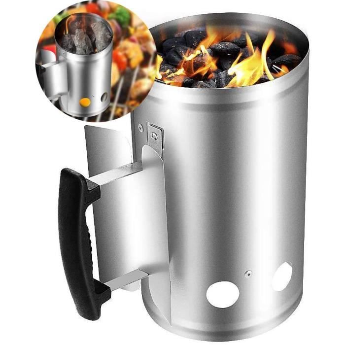 Onlyfire Démarreur Charbon En Acier Inoxydable | Poignée Anti-Chaleur, Combustion Rapide - Pour Barbecue, Grillades