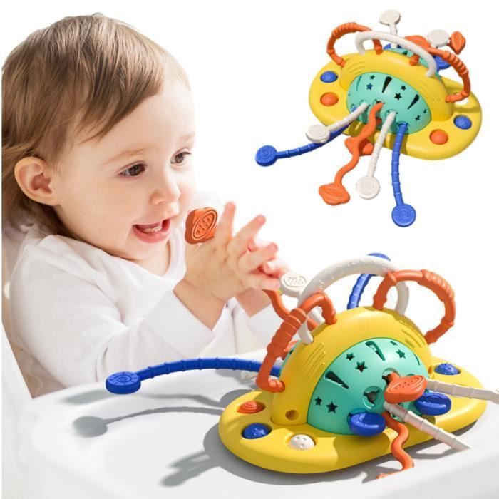 Jouet sensoriel à tirer,Jouet de Ventouse bébé pour Chaise Haute Montessori Sensoriels Jouet