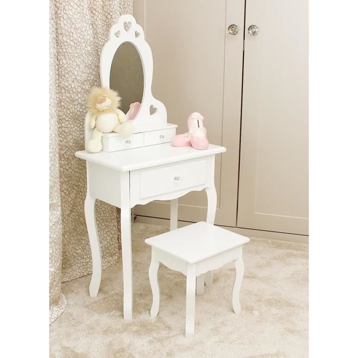 Coiffeuses Pour Enfants - Runesol Coiffeuse Filles Tabouret Miroir Petite Table Toilette Idéale 3-7 Ans Coif