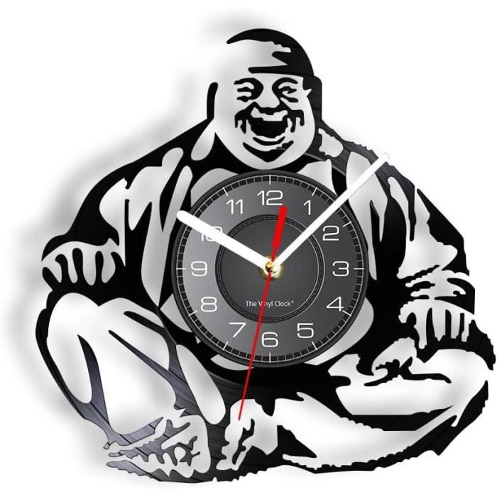 Horloge Murale En Vinyle, Smiley Face Bouddha, Horloge Créative Au