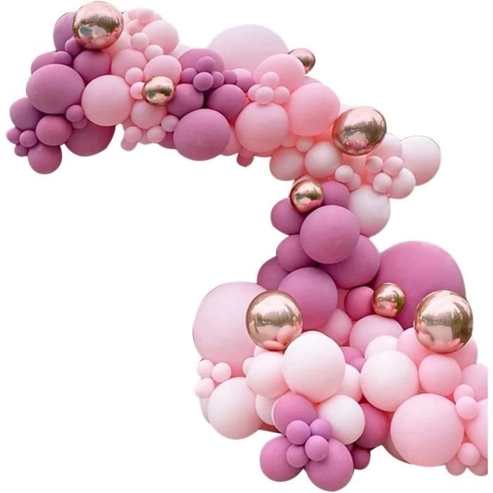 Kit D'Arche De Ballons Or Rose, 113 Pièces De Ballons Rose Blanc